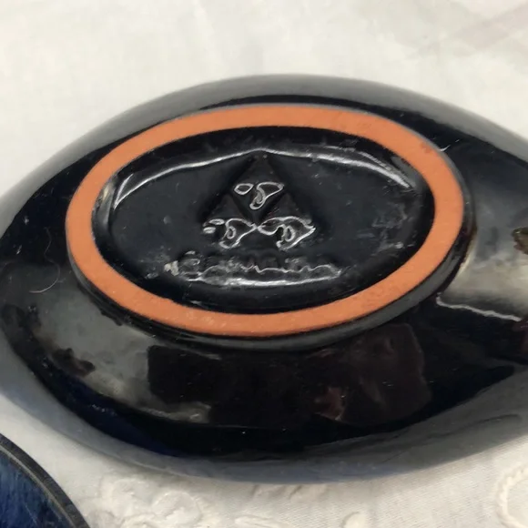 Blue Mountain Pottery Mid-Century Cobalt Blue Drip Glaze Candle Holders, Set 2 - Picture 4 of 5